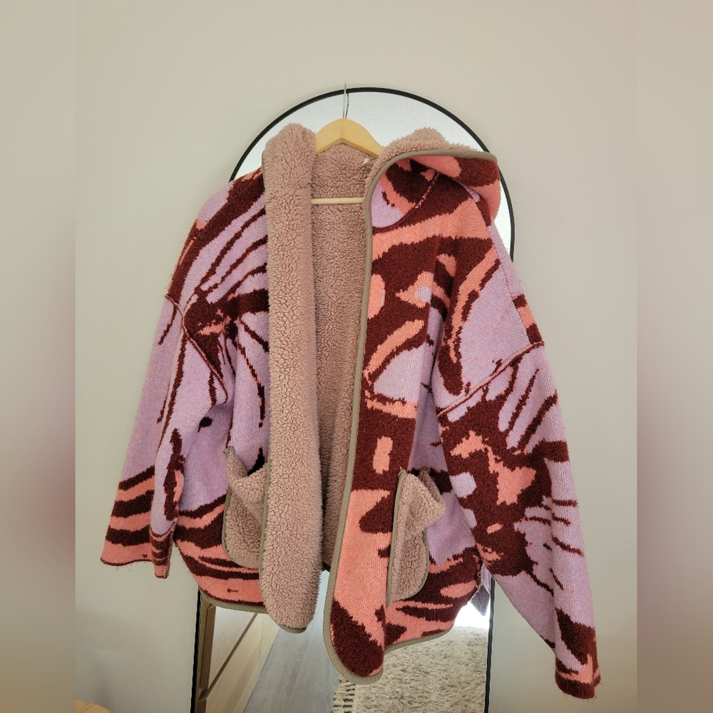 Stunning Free People Sherpa Jacket Oversized Floral